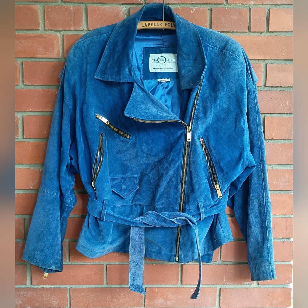 Blue Leather Jacket with Classic Design